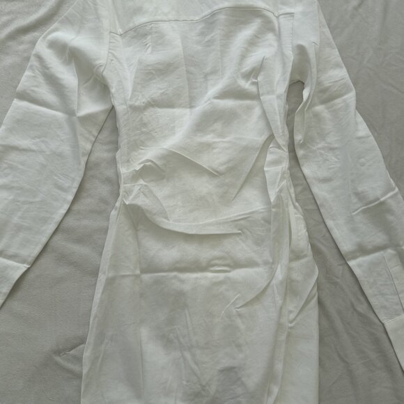 White Collared Plunging Neck Shirt Dress NWT - Picture 3 of 9